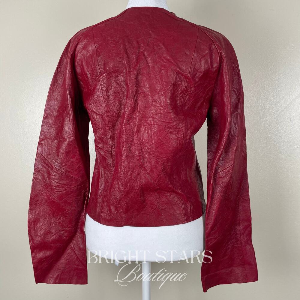 Rare Red Leather Jacket ASO Buffy the Vampire Slayer Tie Front Vintage Y2K - Picture 6 of 12